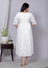 White Embroidered Mirror Work Cotton Dress – Elegant Everyday Ethnic