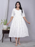 White Embroidered Mirror Work Cotton Dress – Elegant Everyday Ethnic