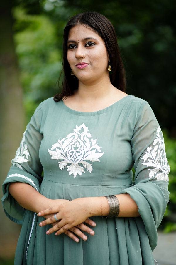 Green Embroidered Anarkali Set – Subtle Elegance for Every Occasion