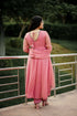 Peach Georgette Nayara Cut Anarkali Set with Black Embroidery