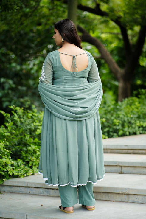 Green Embroidered Anarkali Set – Subtle Elegance for Every Occasion