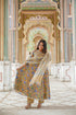 Yellow Angrakha Style Block Print Anarkali