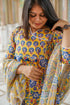 Yellow Angrakha Style Block Print Anarkali
