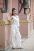 White Embroidered Cropped Waistcoat with Straight Pants Set