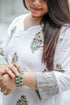 White Straight Kurti with Floral Block Print