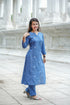 Blue Embroidered Straight Kurta Set