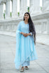 Elegant Sky Blue Anarkali Suit with Hand Embellishment