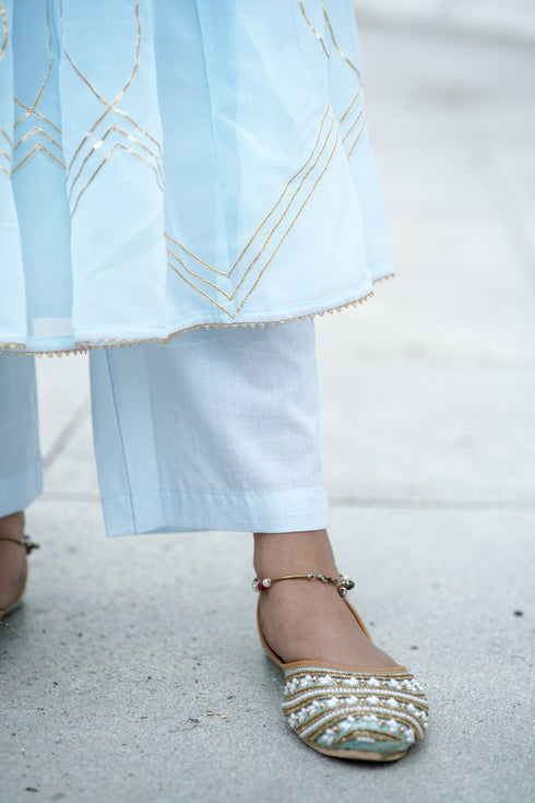 Elegant Sky Blue Anarkali Suit with Hand Embellishment