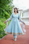 Sky Blue Gota Work Anarkali Set with Dupatta