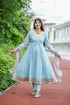 Sky Blue Gota Work Anarkali Set with Dupatta