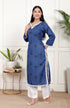 Blue Cotton Kurta with Lace