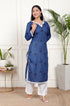 Blue Cotton Kurta with Lace