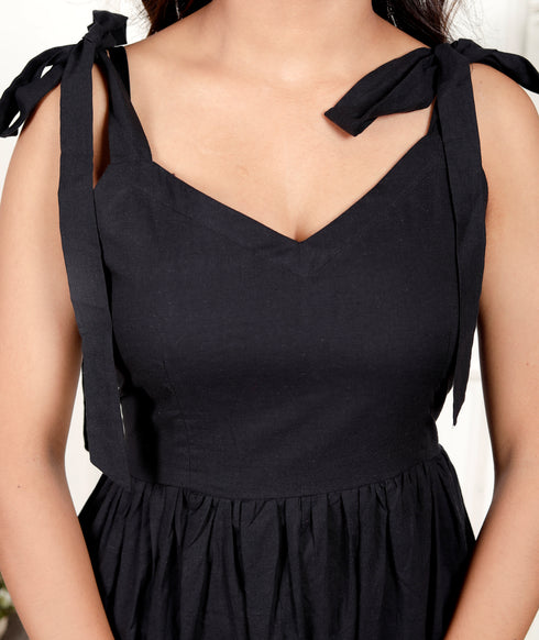 Shoulder Tie-Up Tiered A-Line Mini Dress