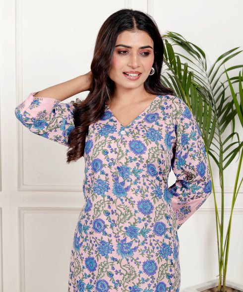 Pastel Floral Relaxed Fit Cotton Co-ord Set