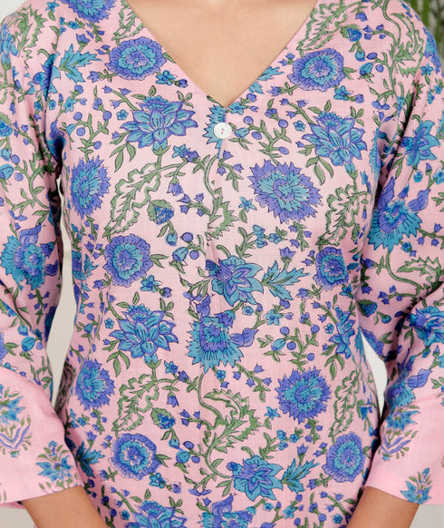 Pastel Floral Relaxed Fit Cotton Co-ord Set