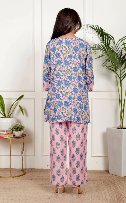 Pastel Floral Relaxed Fit Cotton Co-ord Set