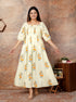Yellow Block Print Smocked Dress – Cotton Comfort